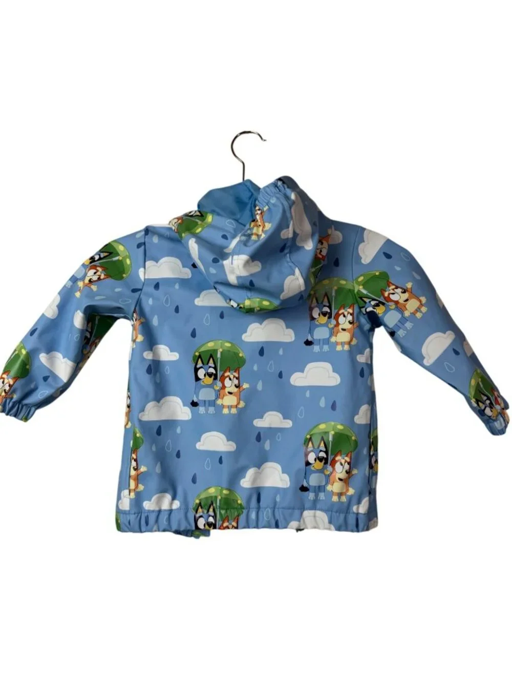 Bluey Kids Rain Jacket Hood Size 3T Blue Outdoor Lined